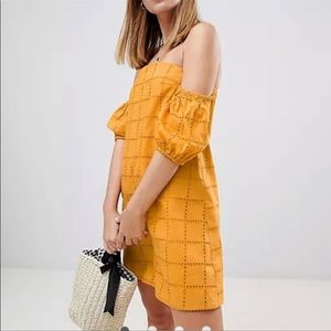 ASOS Puff ball off the shoulders mini Sundress in a size US 2.